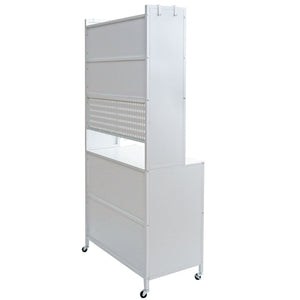 Küchenschrank Küchenregal Arbeitsplatte Schrankfächer rollbar Metall 175x80x42cm weiss