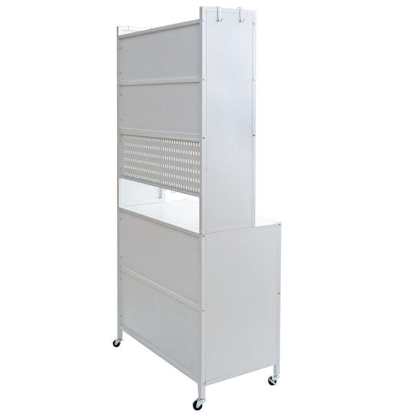 Küchenschrank Küchenregal Arbeitsplatte Schrankfächer rollbar Metall 175x80x42cm weiss