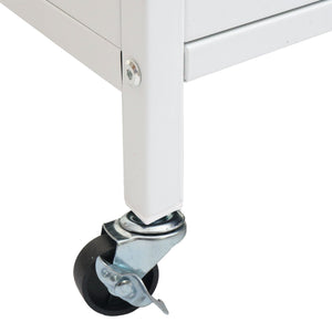 Küchenschrank Küchenregal Arbeitsplatte Schrankfächer rollbar Metall 175x80x42cm weiss