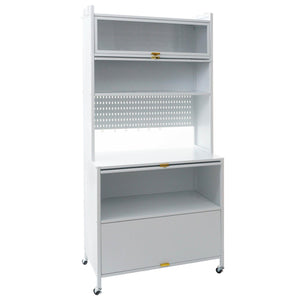 Küchenschrank Küchenregal Arbeitsplatte Schrankfächer rollbar Metall 175x80x42cm weiss