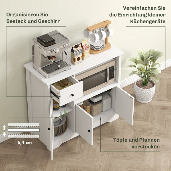 Küchenschrank mit Schublade und offenem Fach weiss