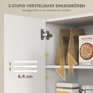 Küchenschrank mit Regalen und integriertem Weinregal weiss