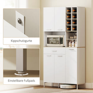 Küchenschrank mit Regalen und integriertem Weinregal weiss