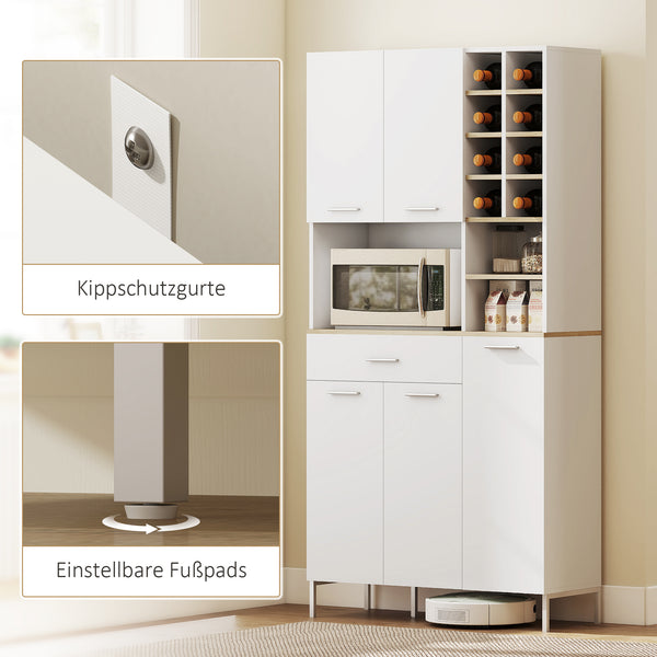 Küchenschrank mit Regalen und integriertem Weinregal weiss