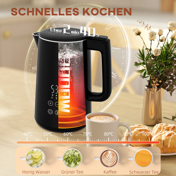 Küchenset Wasserkocher und Toaster Edelstahl Kunststoff schwarz