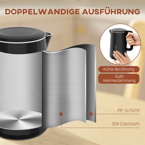 Küchenset Wasserkocher und Toaster Edelstahl Kunststoff schwarz