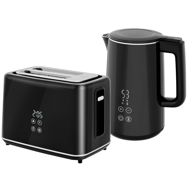 Küchenset Wasserkocher und Toaster Edelstahl Kunststoff schwarz