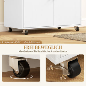 Küchenwagen mit Schublade Schrank und Handtuchhalter weiss eiche