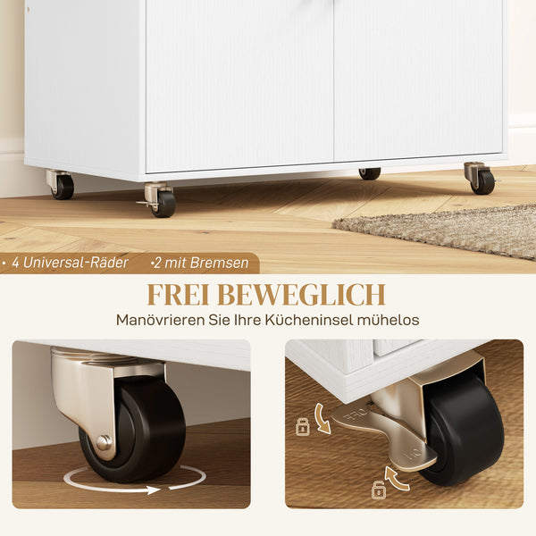 Küchenwagen mit Schublade Schrank und Handtuchhalter weiss eiche