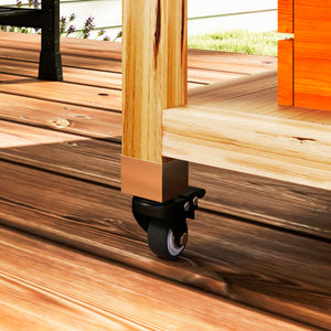 Küchenwagen Outdoor mit Schrank und Rollen aus Holz Edelstahl