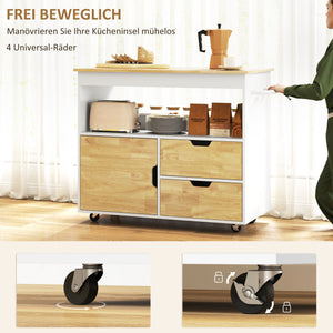 Küchenwagen rollbar mit Stauraum und Arbeitsfläche weiss