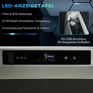 Kühlbox Auto 40L mit LED Grau & Schwarz