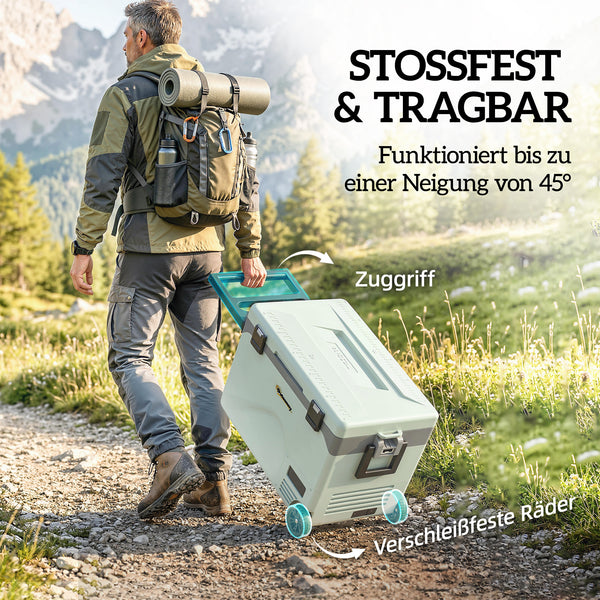 Kühlbox Kompressor elektrisch leise mobil mit Rollen 42,5L bis -20°C