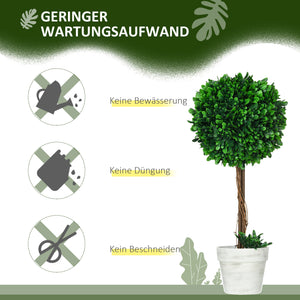 Alberi di bosso artificiali, set da 2, 60 cm, resistenti ai raggi UV, verdi