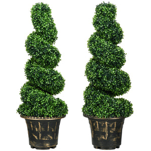 Piante artificiali, set da 2, resistenti ai raggi UV, 90 cm, verde