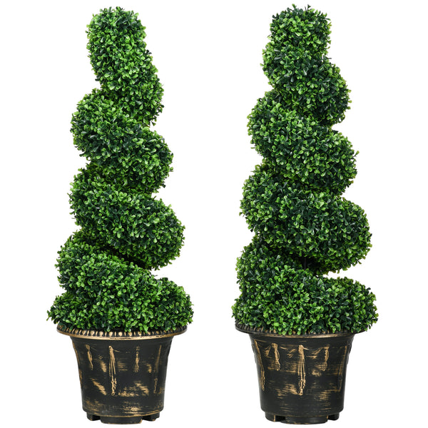 Piante artificiali, set da 2, resistenti ai raggi UV, 90 cm, verde
