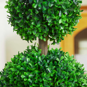 Pianta artificiale di bosso a doppia sfera 60 cm, resistente ai raggi UV, verde
