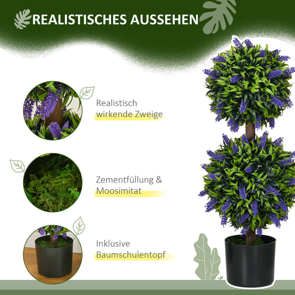 Künstliche Pflanzen Lavendel 70cm 2er-Set Grün