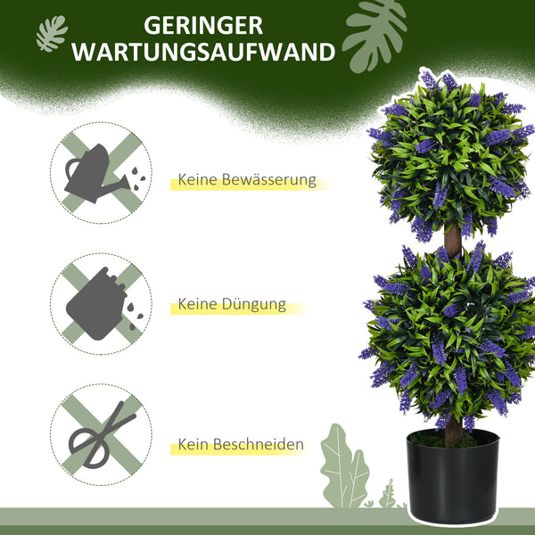 Künstliche Pflanzen Lavendel 70cm 2er-Set Grün