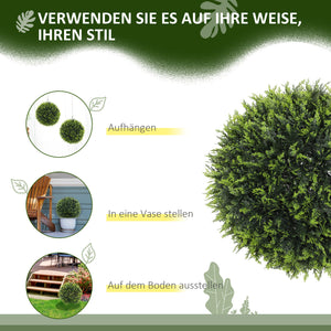 Pianta decorativa artificiale di cedro, set da 2, alta 45 cm, per uso interno ed esterno, verde