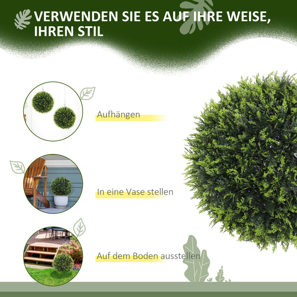 Pianta decorativa artificiale di cedro, set da 2, alta 45 cm, per uso interno ed esterno, verde