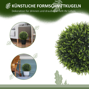 Pianta decorativa artificiale di cedro, set da 2, alta 45 cm, per uso interno ed esterno, verde