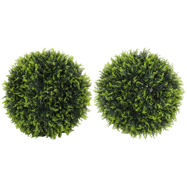 Pianta decorativa artificiale di cedro, set da 2, alta 45 cm, per uso interno ed esterno, verde