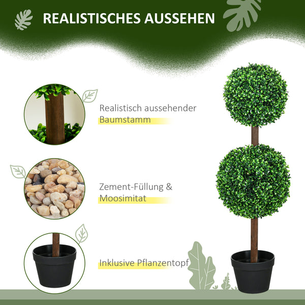 Künstlicher Buchsbaum 2er-Set 90cm Kunstpflanze