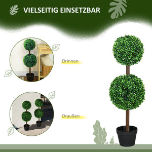 Künstlicher Buchsbaum 2er-Set 90cm Kunstpflanze