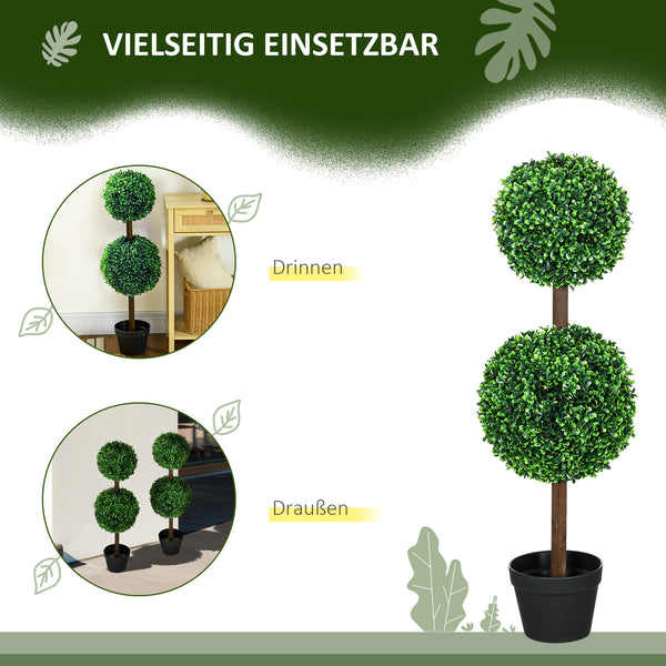Künstlicher Buchsbaum 2er-Set 90cm Kunstpflanze