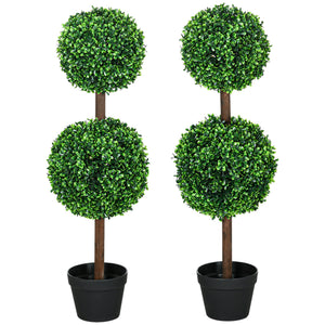 Künstlicher Buchsbaum 2er-Set 90cm Kunstpflanze