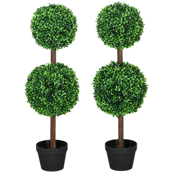 Künstlicher Buchsbaum 2er-Set 90cm Kunstpflanze