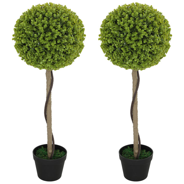 Eucalipto artificiale, set da 2, altezza 90 cm, in vaso per casa, ufficio, giardino, verde