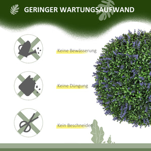 Lavanda artificiale, set da 2, altezza 42 cm, forma sferica, viola-verde