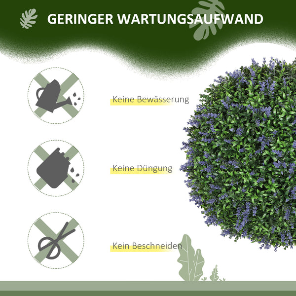 Lavanda artificiale, set da 2, altezza 42 cm, forma sferica, viola-verde