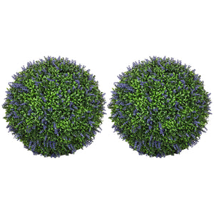 Lavanda artificiale, set da 2, altezza 42 cm, forma sferica, viola-verde