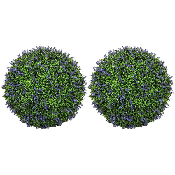 Lavanda artificiale, set da 2, altezza 42 cm, forma sferica, viola-verde