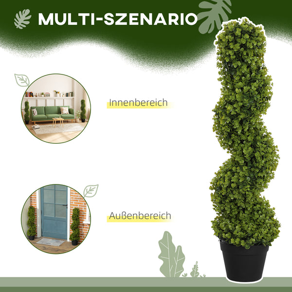 Eucalipto artificiale a spirale, set da 2, altezza 90 cm, verde