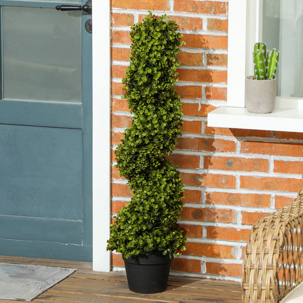 Eucalipto artificiale a spirale, set da 2, altezza 90 cm, verde
