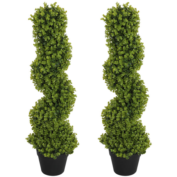 Eucalipto artificiale a spirale, set da 2, altezza 90 cm, verde