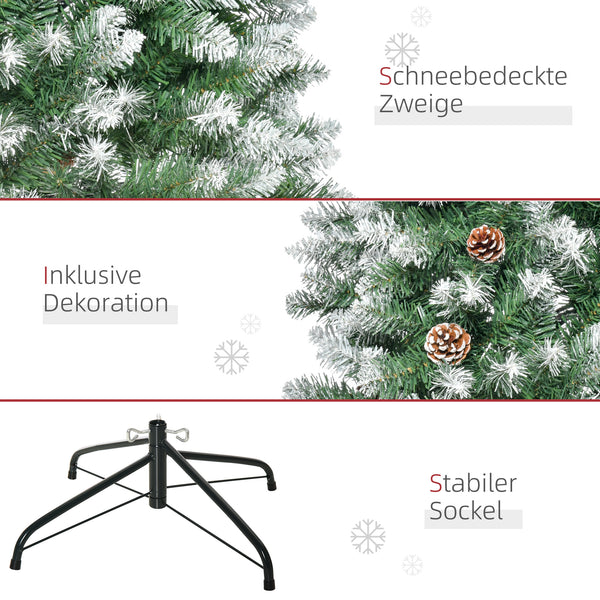 Künstlicher Weihnachtsbaum Christbaum 180cm 630 Spitzen mit Kunstschnee