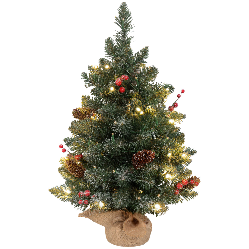 Künstlicher Weihnachtsbaum Christbaum 60cm mit 50 LEDs & Tannenzapfen