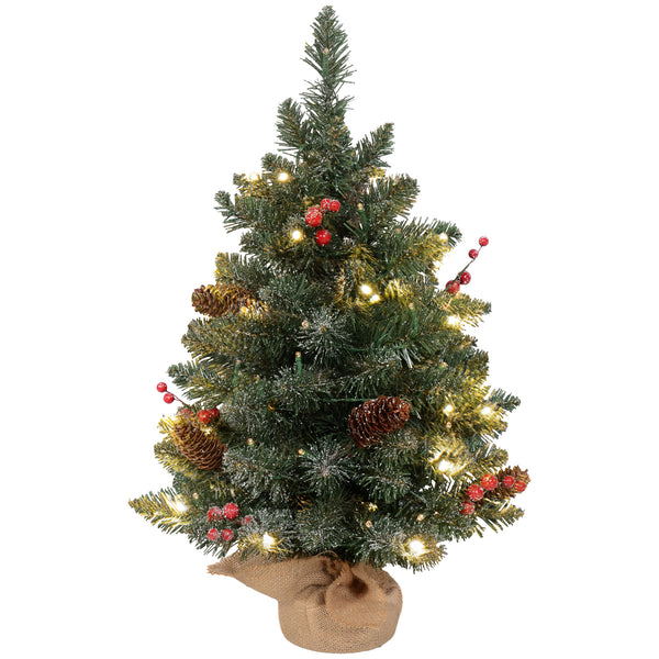 Künstlicher Weihnachtsbaum Christbaum 60cm mit 50 LEDs & Tannenzapfen