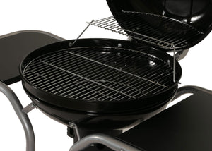 Holzkohle Kugelgrill mit Deckel & Ablagen, Stahl Emaille, schwarz