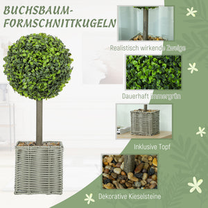 Kunstbäume künstlich 2er Set im Topf UV beständig für innen aussen