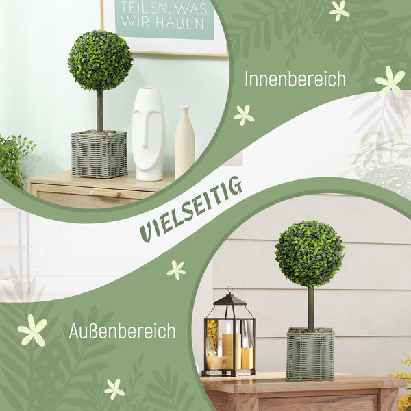Kunstbäume künstlich 2er Set im Topf UV beständig für innen aussen