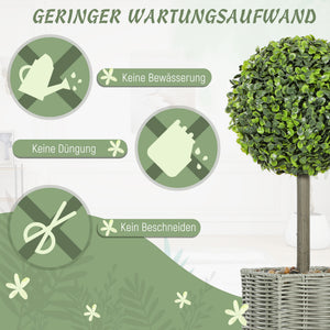 Kunstbäume künstlich 2er Set im Topf UV beständig für innen aussen