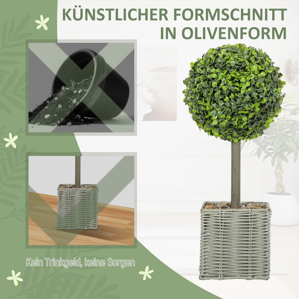 Kunstbäume künstlich 2er Set im Topf UV beständig für innen aussen