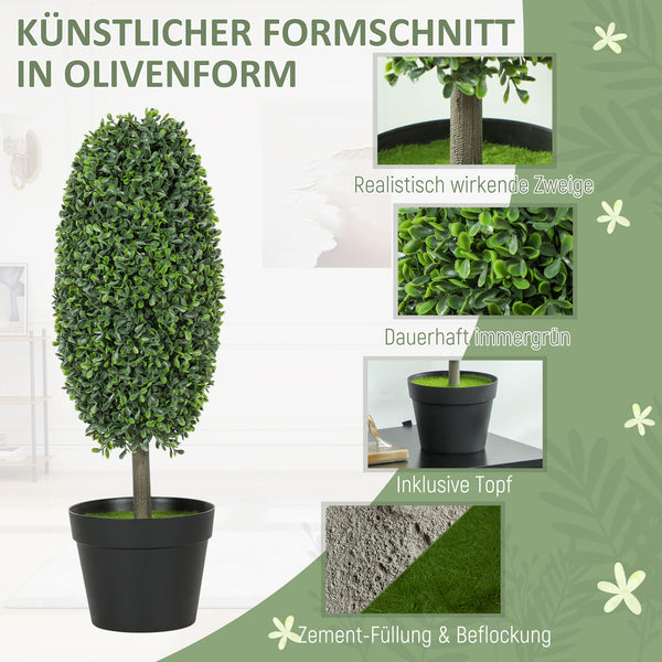 Pflanzen Kunstbaum künstlich 2er-Set im Topf UV-beständig grün