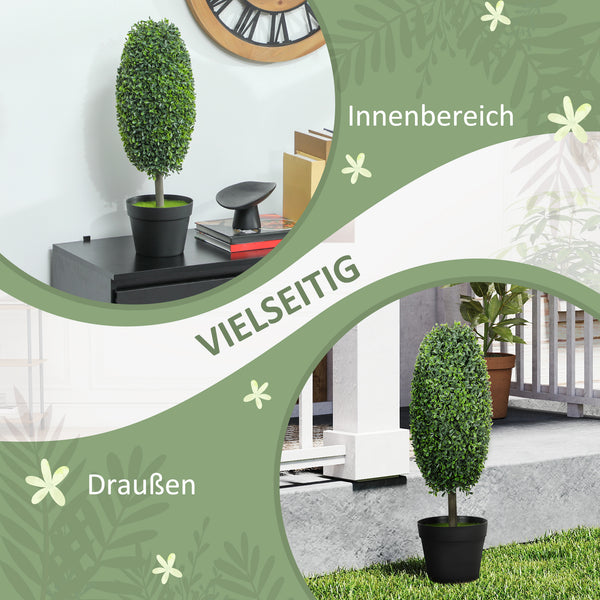Pflanzen Kunstbaum künstlich 2er-Set im Topf UV-beständig grün